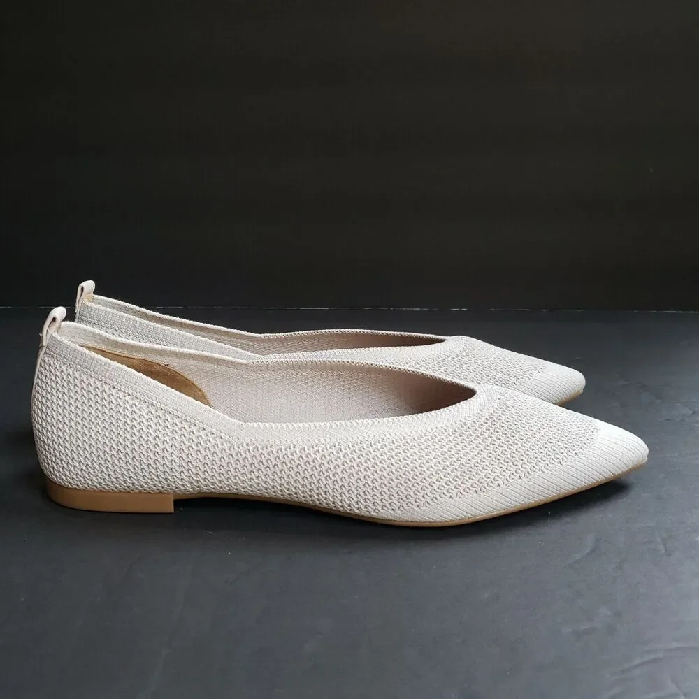 Everlane 40 Hour ReKnit Ballet Flats Womens Size 11 Light Stone Knit Pointed Toe